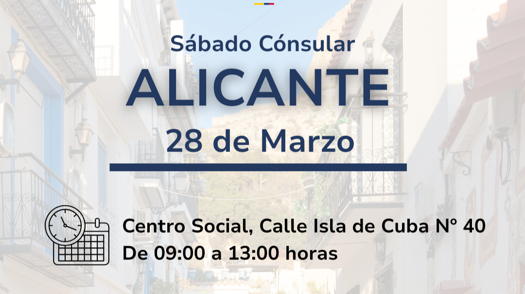 Consulado de Colombia en Valencia realizará Sábado Consular en Alicante el 28 de marzo de 2026