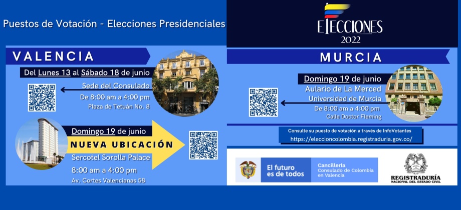 Puestos de Votación en Valencia y Murcia para la segunda vuelta de elecciones presidenciales