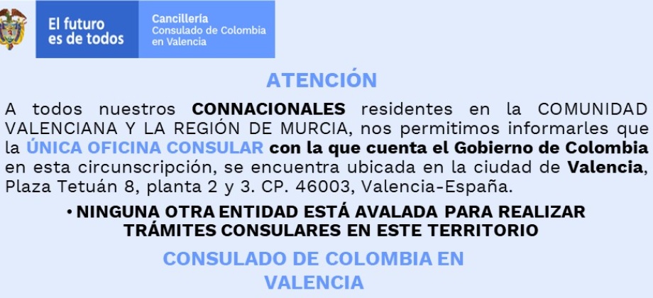 Consulado de Colombia informa que 