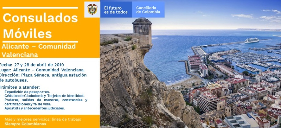 El 27 y 28 de abril se realizará la jornada de Consulado Móvil en Alicante 
