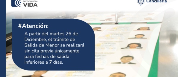 Trámite Salida de Menor en el Consulado de Colombia en Valencia
