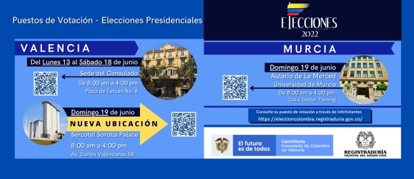 Puestos de Votación en Valencia y Murcia para la segunda vuelta de elecciones presidenciales
