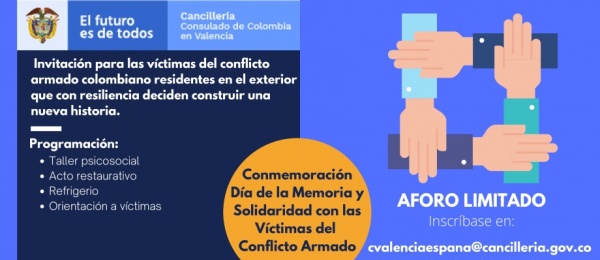 Invitación para las víctimas del conflicto armado colombiano, residentes en el exterior, que con resiliencia deciden construir una nueva historia